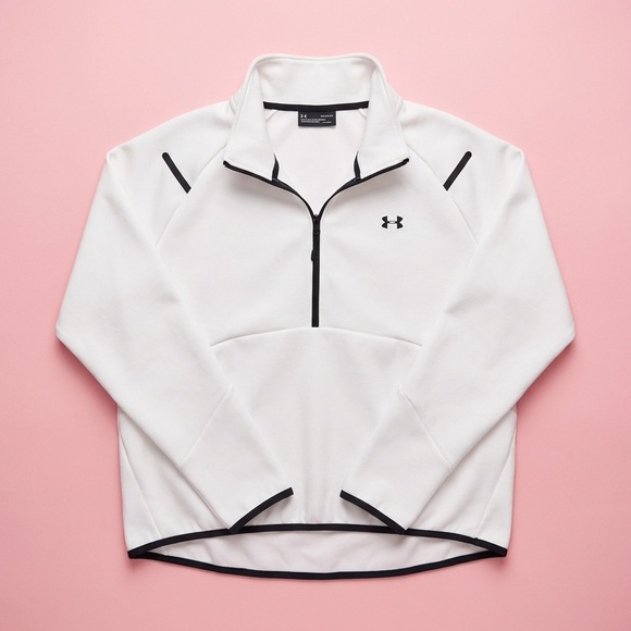 Under Armour Tops - Under Armour white and Black Half-Zip Jacket